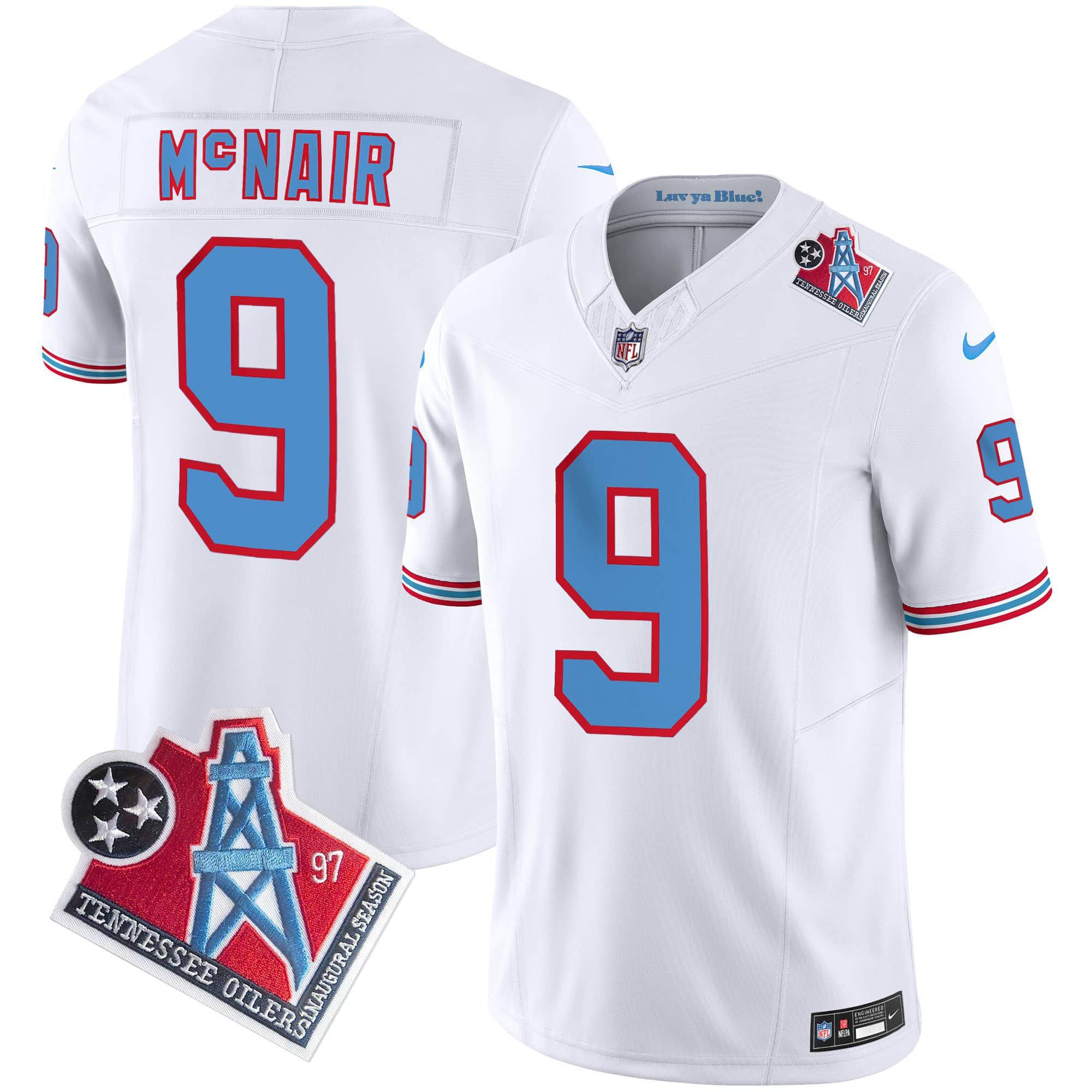 Men Tennessee Titans #9 Mcnair White 1997 Throwback 2024 Nike Limited Vapor NFL Jersey